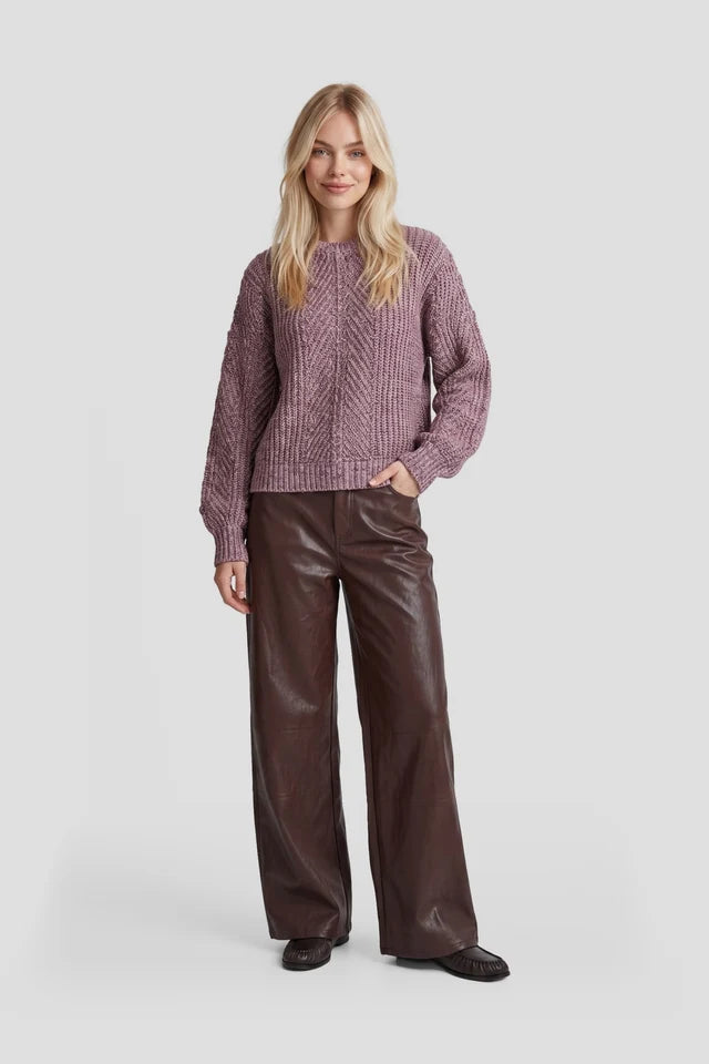 Fluresk Fenni Knit Sweater mocha brown/piggy pink