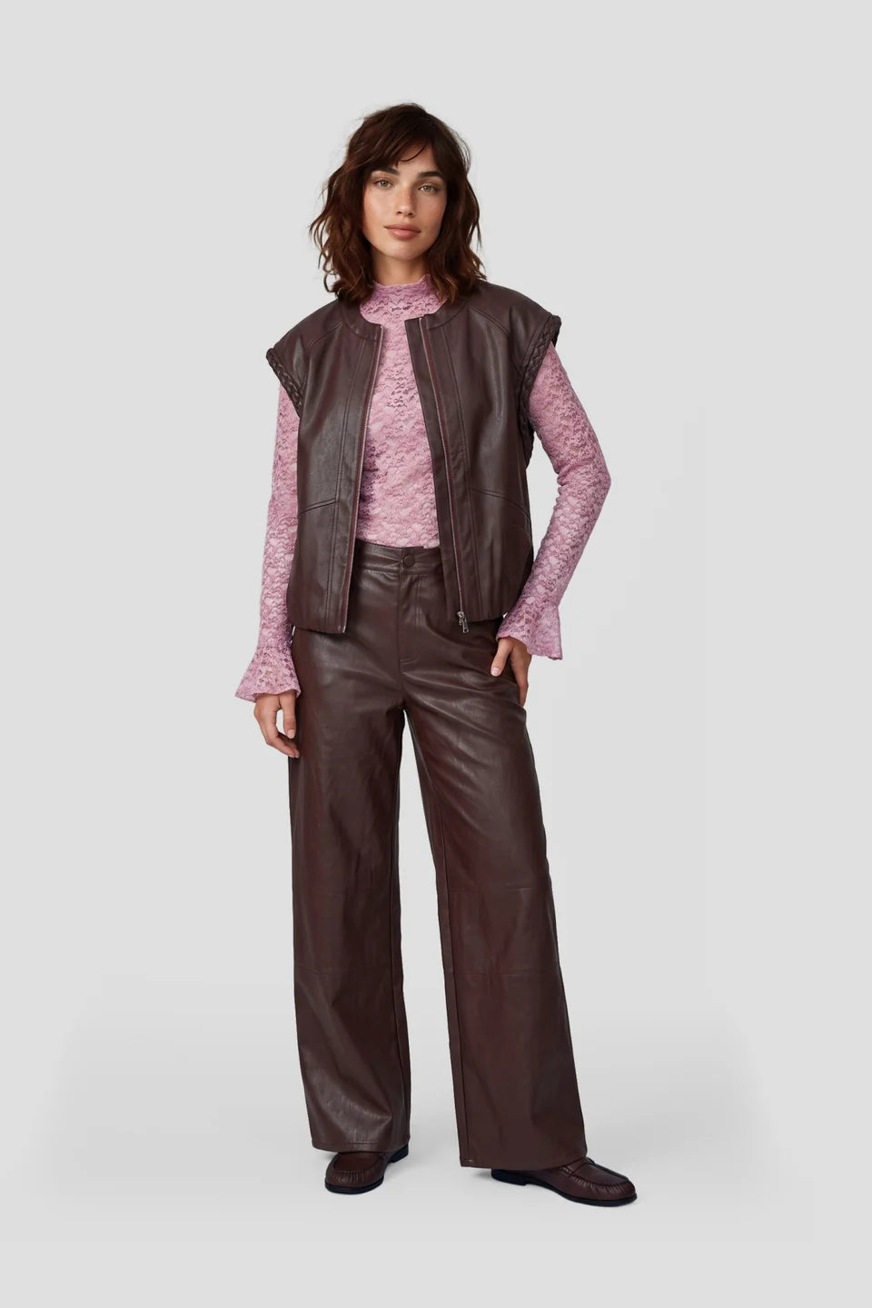 Fluresk Fauve Gilet dusky maroon
