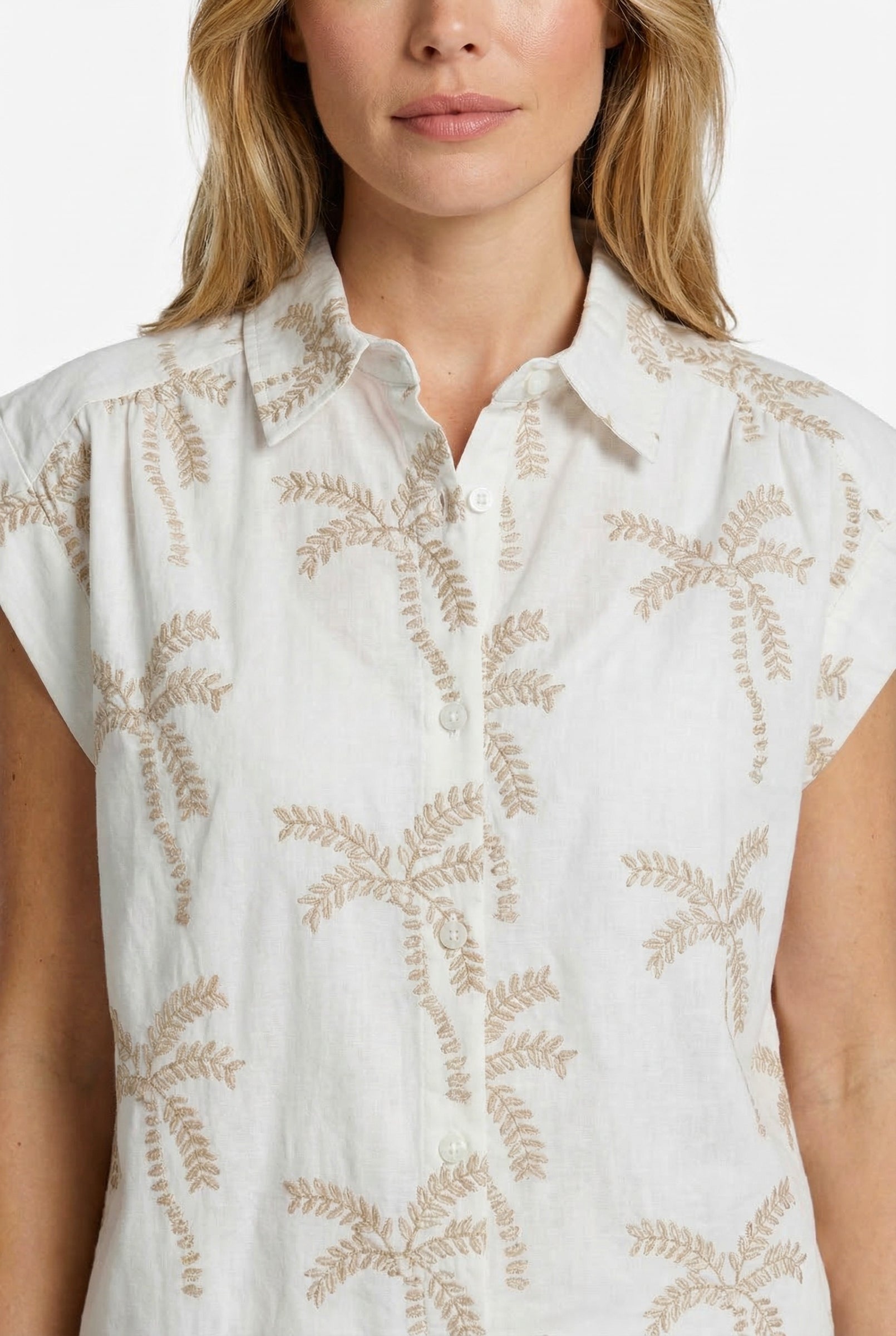 C&S Lusanna Blouse offwhite / khaki