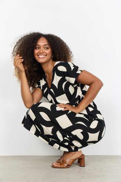 SoyaConcept Felicity AOP 543 Jurk zwart print