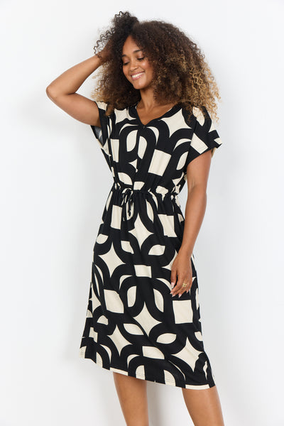 SoyaConcept Felicity AOP 543 Jurk zwart print