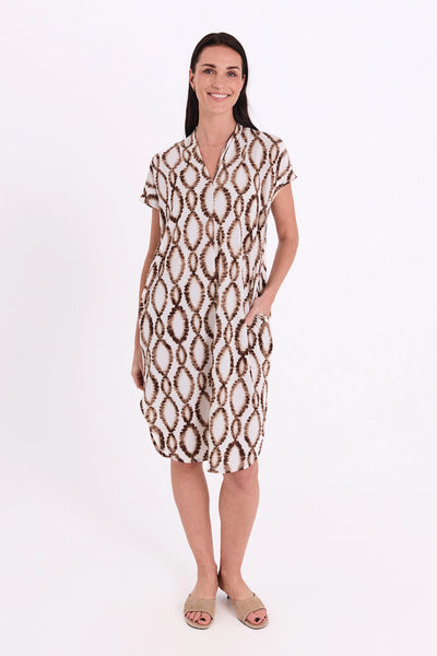 Freequent Floi Jurk brilliant white w. coffee bean