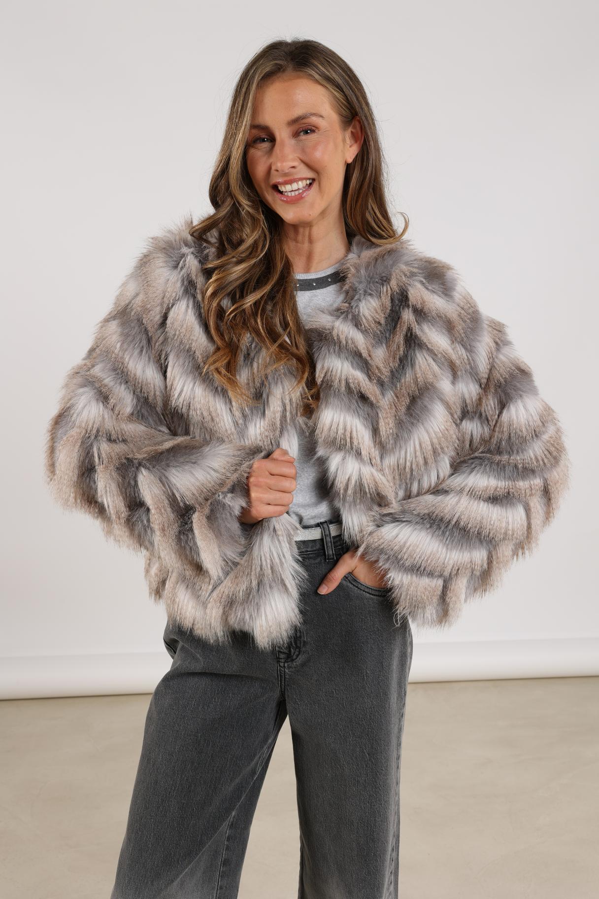 Nukus Lori Jacket Zigzag offwhite grey