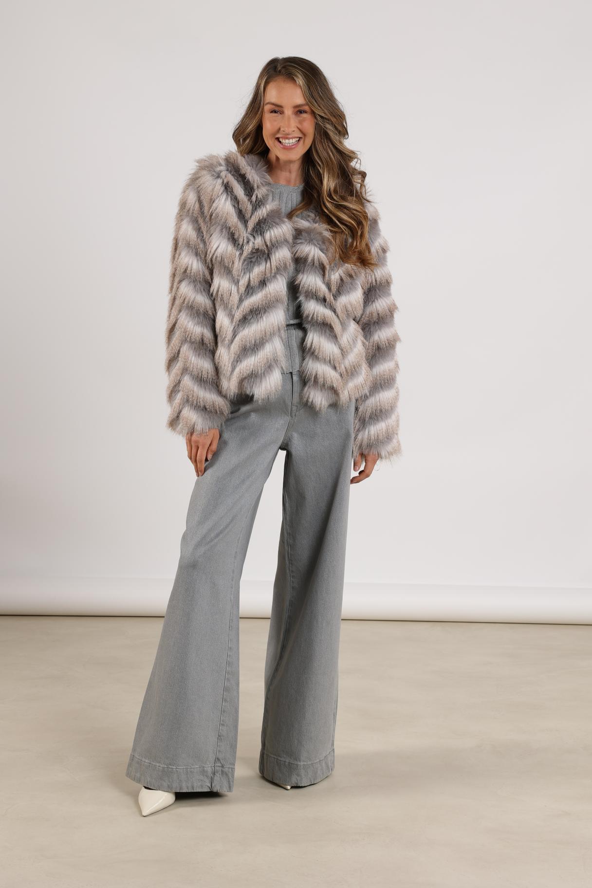 Nukus Lori Jacket Zigzag offwhite grey