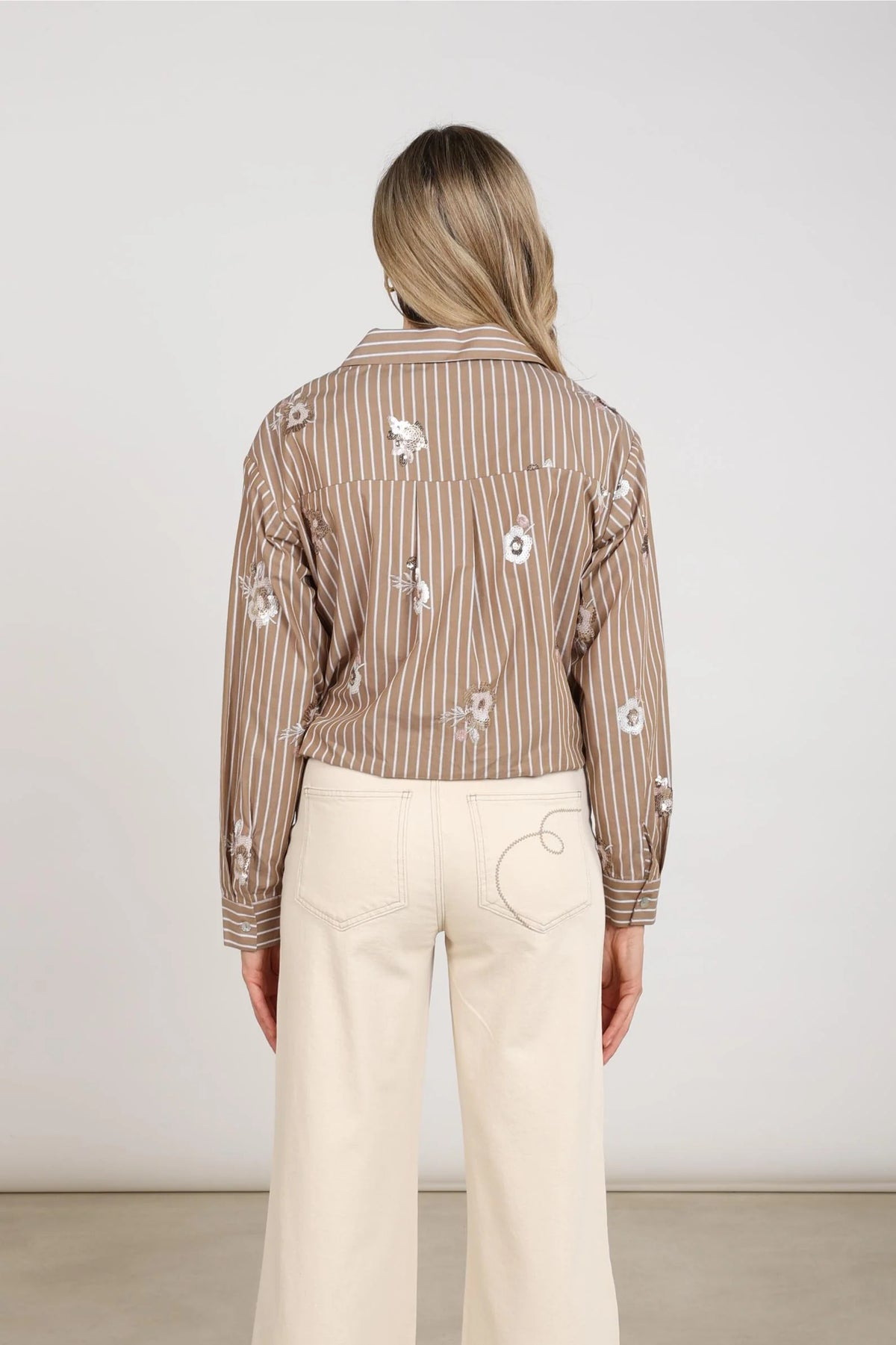 Nukus Newport Blouse Stripe taupe/offwhite