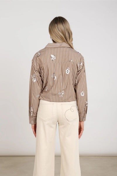Nukus Newport Blouse Stripe taupe/offwhite