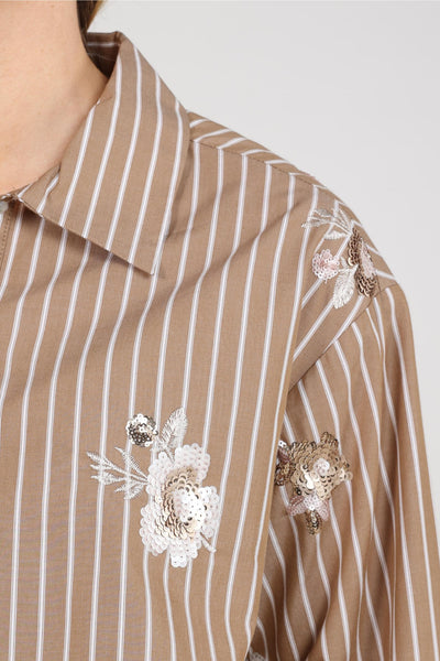 Nukus Newport Blouse Stripe taupe/offwhite