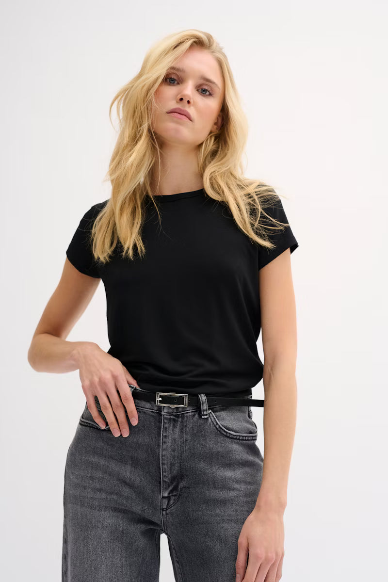 My Essential Wardrobe shirt Modal Tee zwart