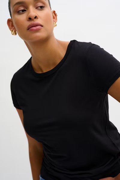 My Essential Wardrobe shirt Modal Tee zwart