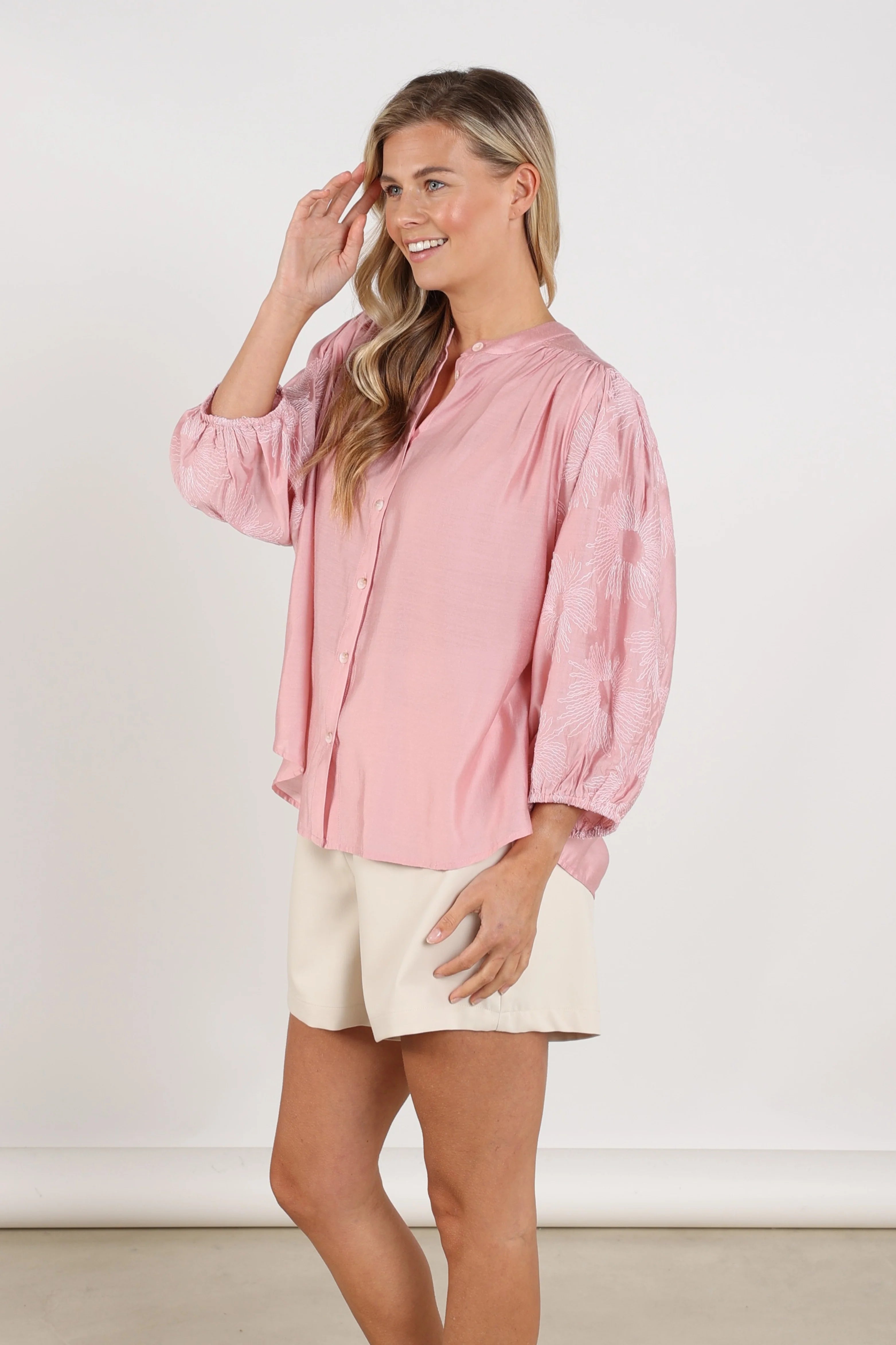 Nukus Lynn Blouse Embroidery blush