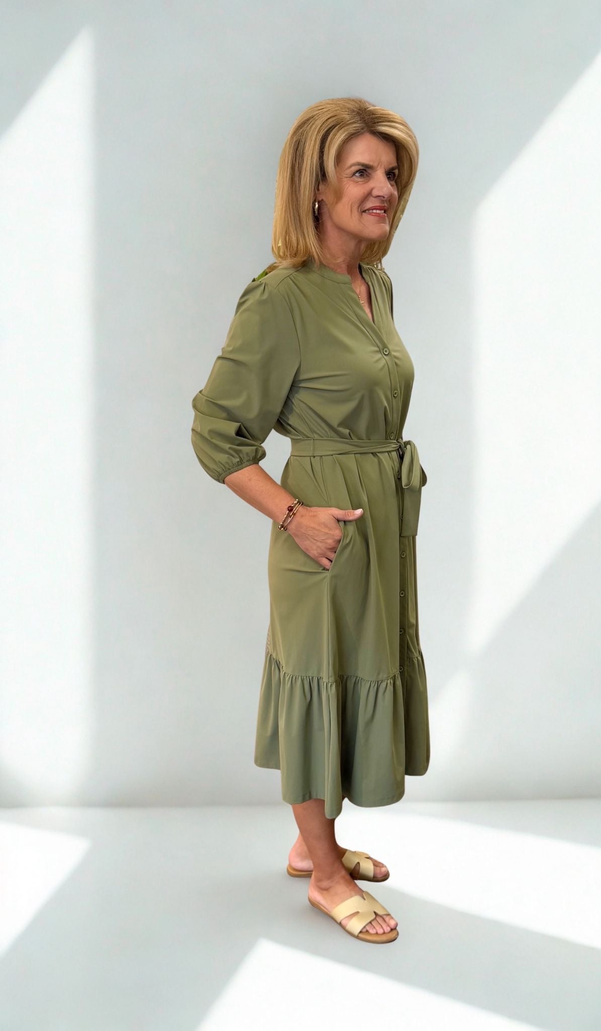 Mi Piace Travelstof Jurk 202808 olive