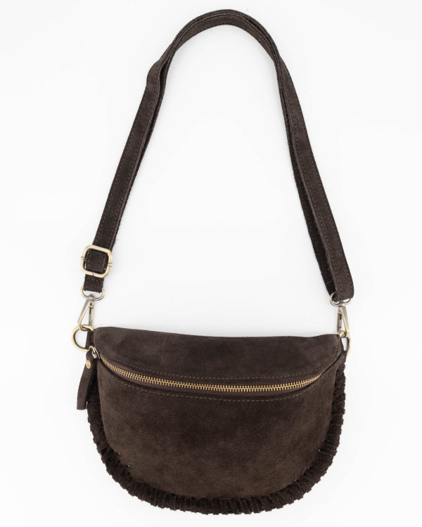 Mara Schoudertas Suede T416 dark brown
