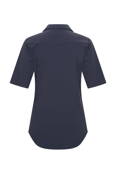 Mi Piace Travelstof Blouse Korte Mouw donkerblauw 202603