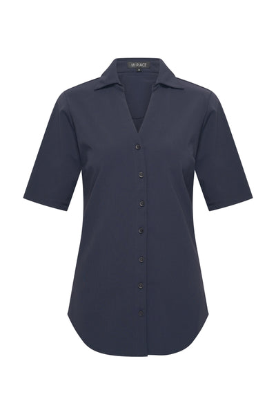 Mi Piace Travelstof Blouse Korte Mouw donkerblauw 202603
