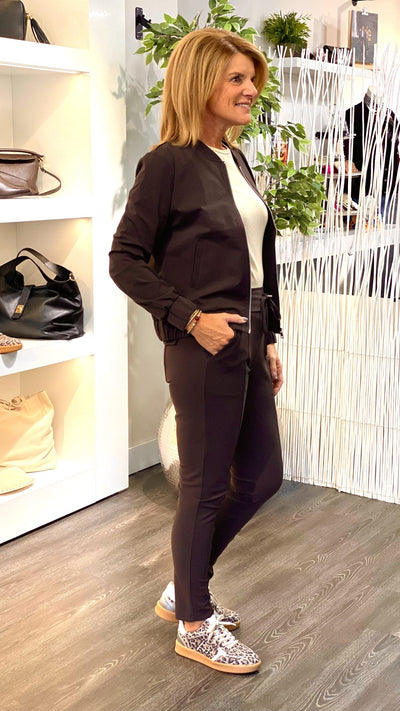 Mi Piace Bonded Travelstof Broek Premium Kwaliteit Smalle Pijp 202632 espresso