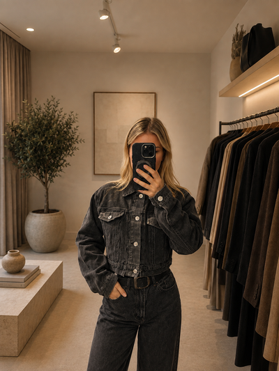 Fashion Denim Jacket MG-1428 grijs