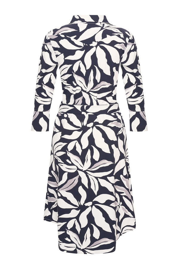 Mi Piace Travelstof Jurk donkerblauw offwhite flower print 202092