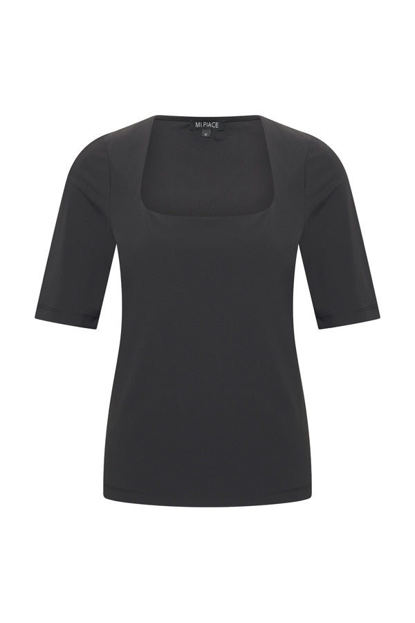 Mi Piace Travelstof Top Vierkante Hals zwart 202609