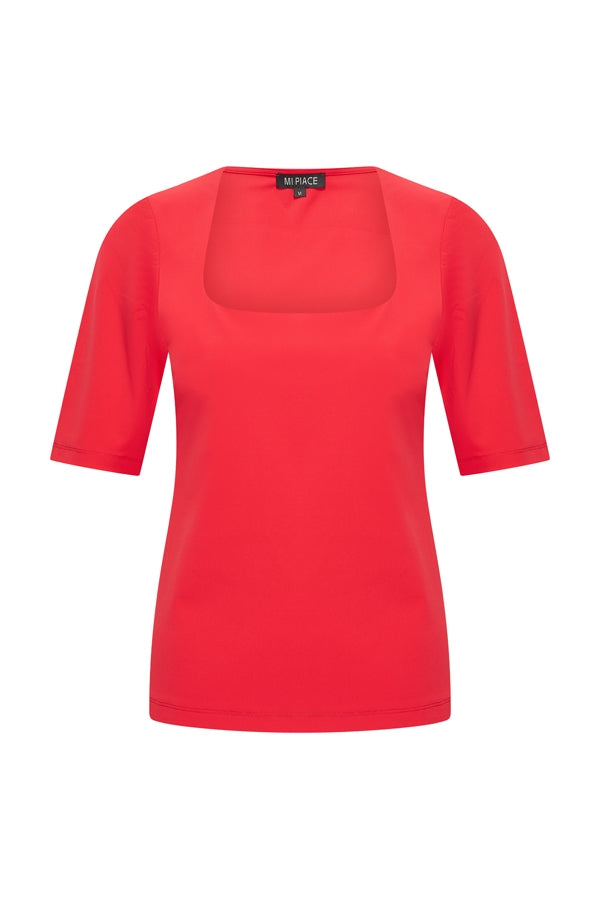 Mi Piace Travelstof Top Vierkante Hals rood 202609