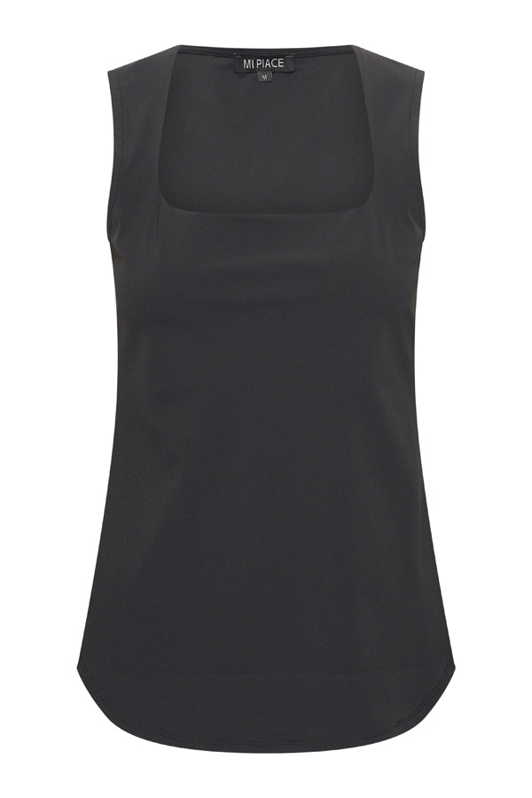 Mi Piace Travelstof Mouwloze Top Vierkante Hals zwart 202610
