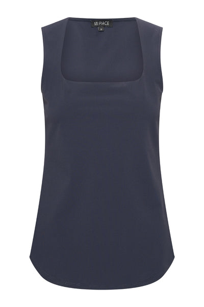 Mi Piace Travelstof Mouwloze Top Vierkante Hals donkerblauw 202610