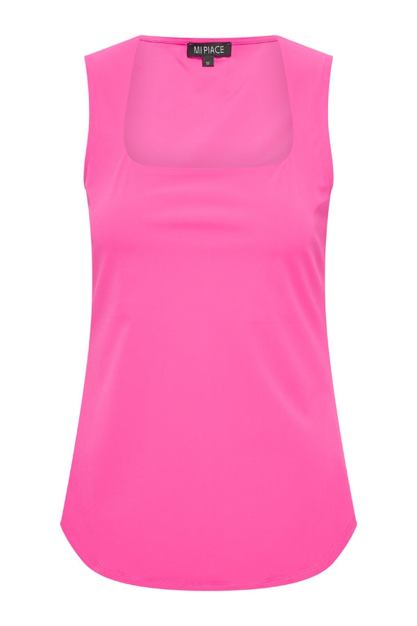 Mi Piace Travelstof Mouwloze Top Vierkante Hals fuchsia 202610