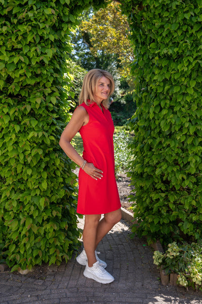 Mi Piace Travelstof Mouwloze Jurk Tuniek Recht Model 202443 rood