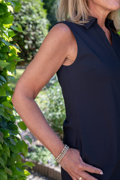 Mi Piace Travelstof Mouwloze Jurk Tuniek Recht Model 202443 zwart