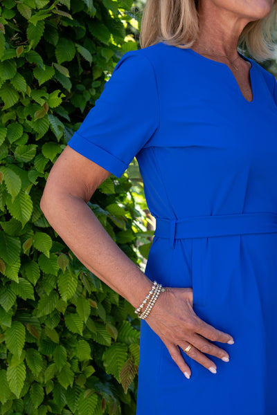 Mi Piace Travelstof Tuniek Jurk met Tailleband cobalt 202245