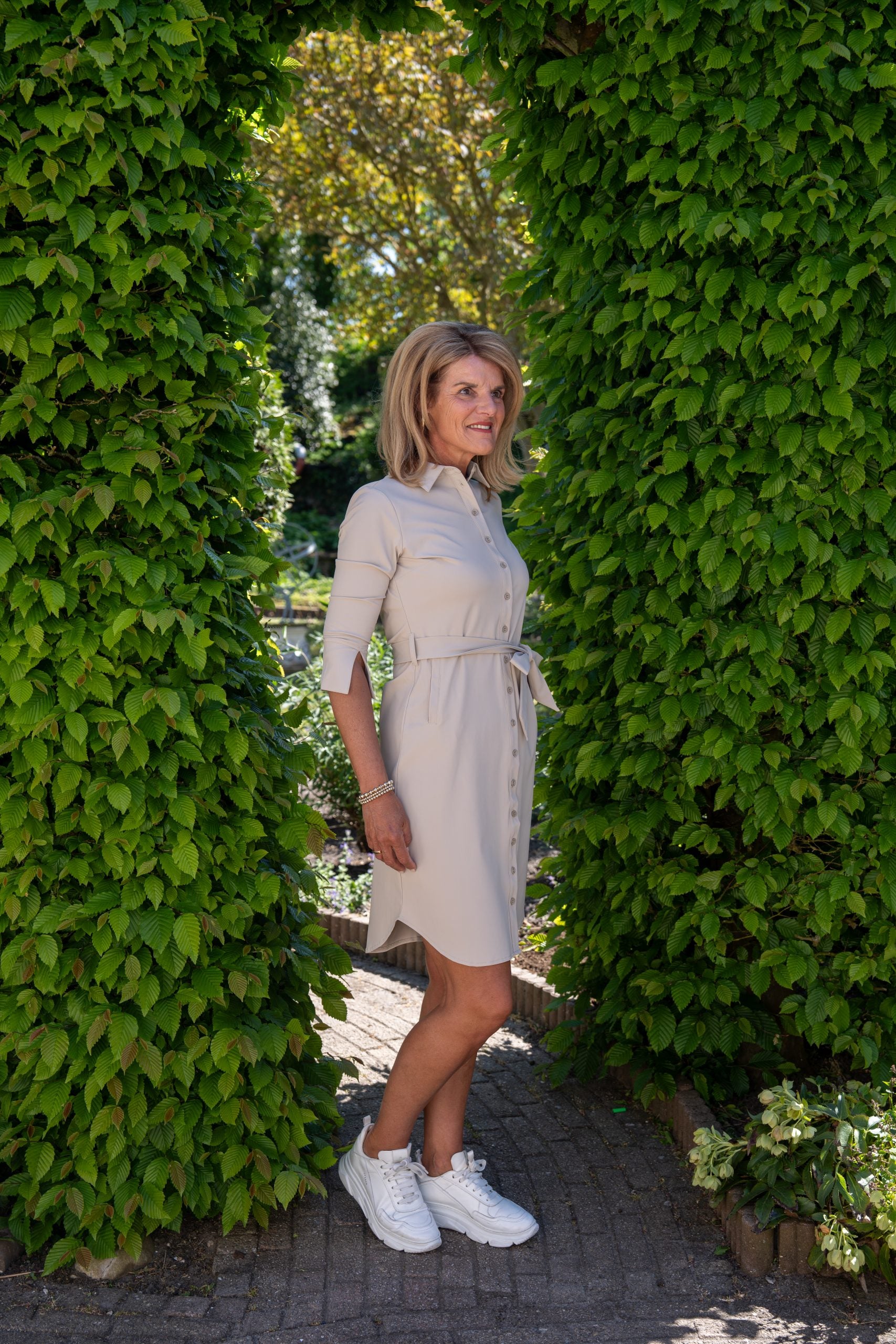 Mi Piace Travelstof Jurk beige 202092