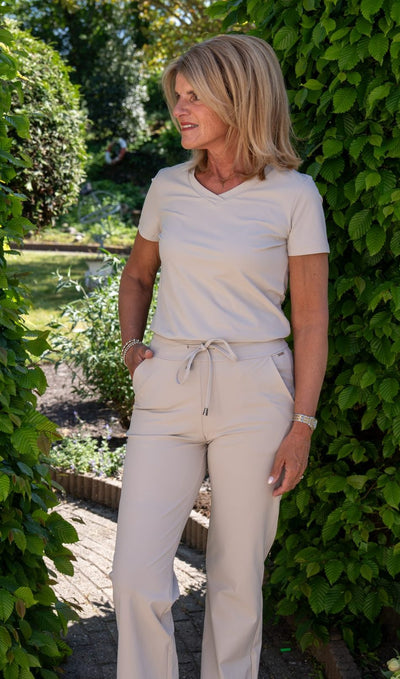 Mi Piace Travelstof Broek dikkere heavy kwaliteit beige 202136