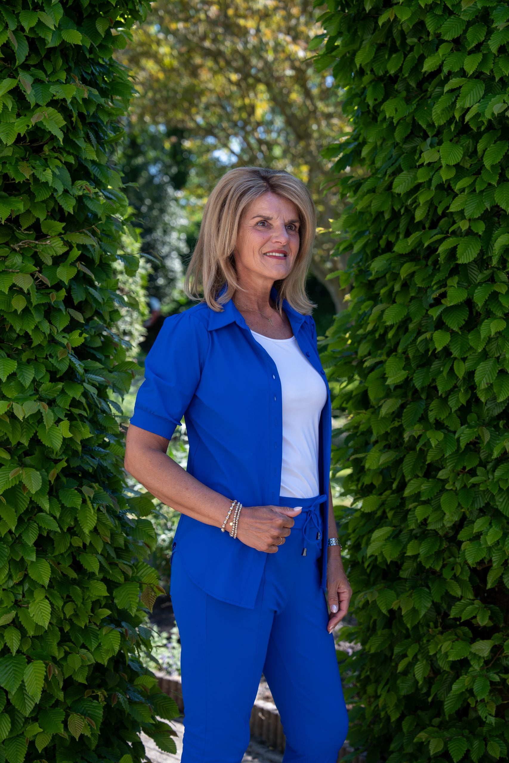 Mi Piace Travelstof Blouse Korte Mouw cobalt blauw 202270