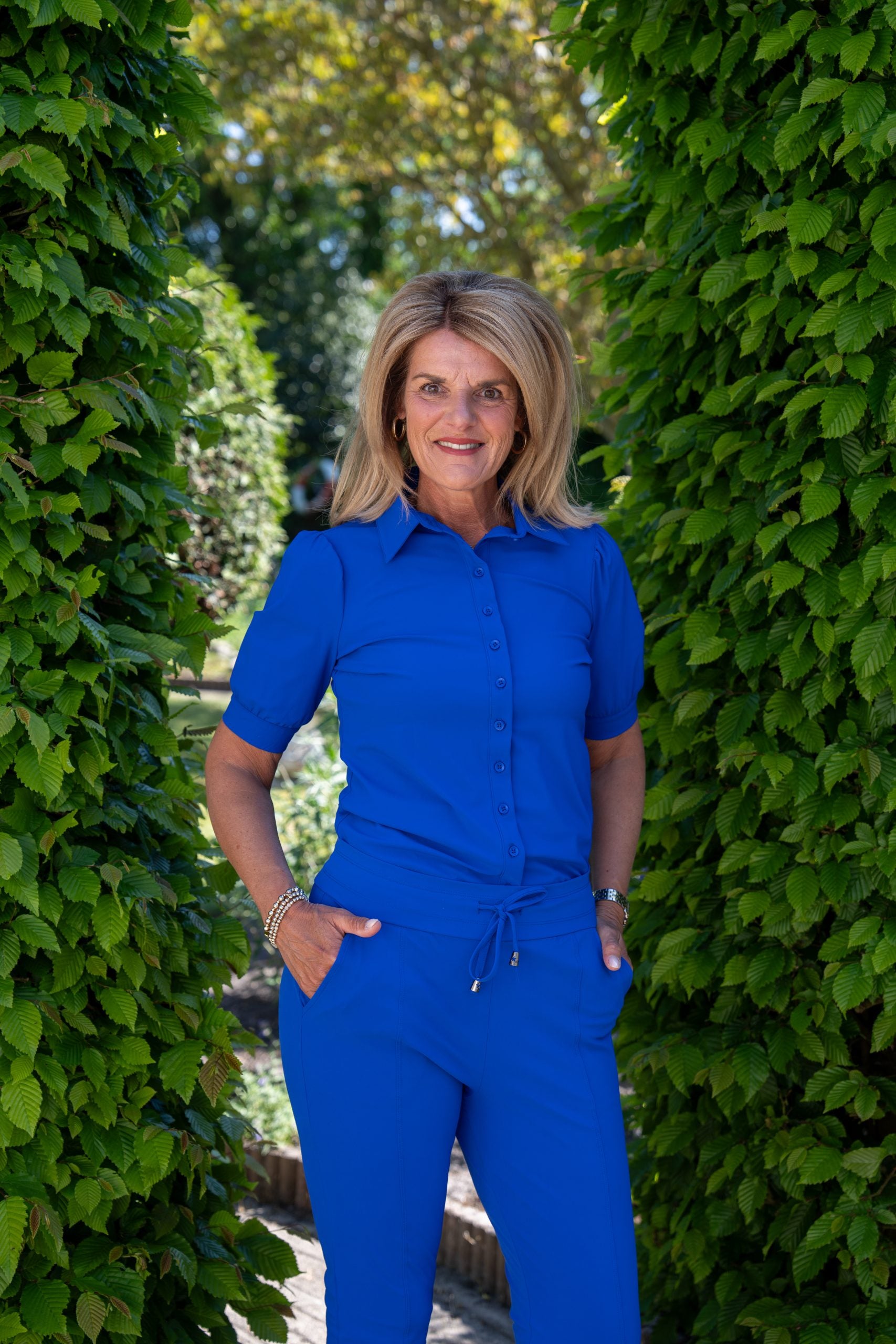 Mi Piace Travelstof Blouse Korte Mouw cobalt blauw 202270