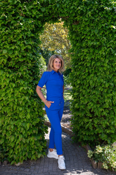Mi Piace Travelstof Blouse Korte Mouw cobalt blauw 202270