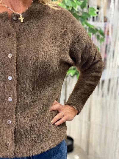 NED Frino LS-RMJ Furry Knit Vest chicory coffee