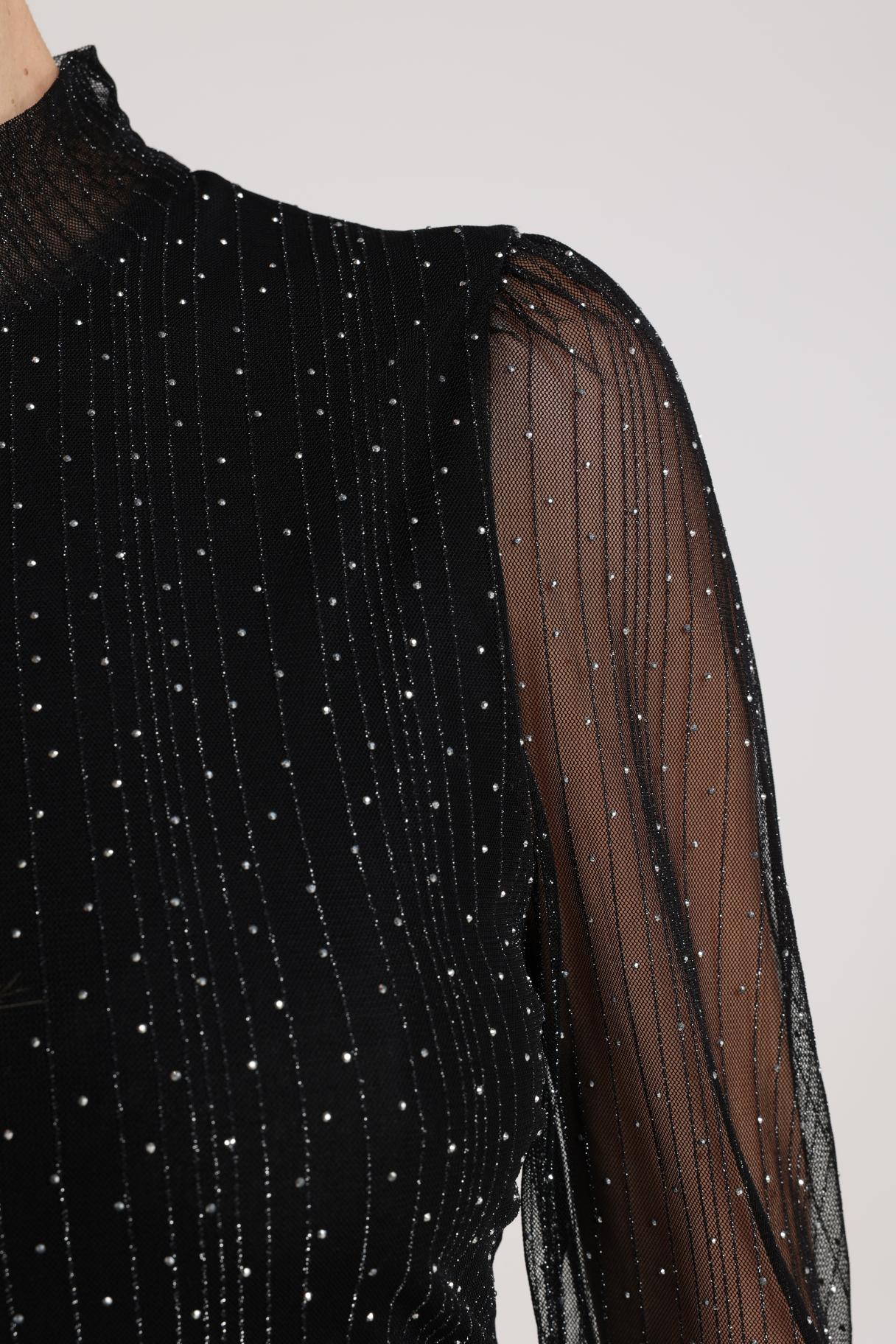 Nukus Puck Top Strass zwart