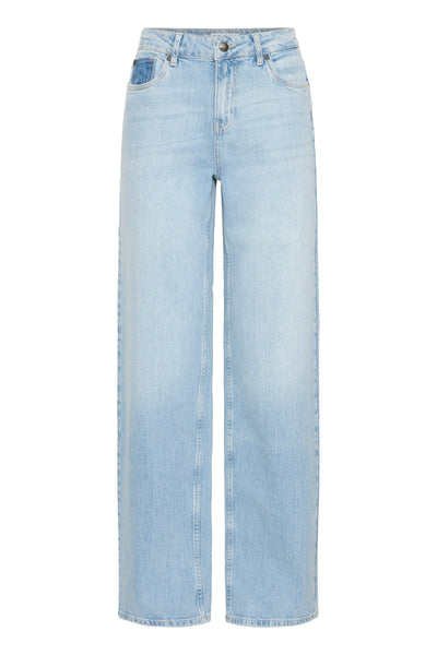 Pulz Jeans Vega UHW Wide Leg Jeans Broek L34 light blue denim