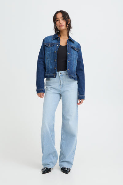 Pulz Jeans Vega UHW Wide Leg Jeans Broek L34 light blue denim