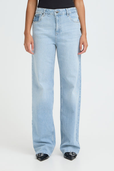 Pulz Jeans Vega UHW Wide Leg Jeans Broek L34 light blue denim