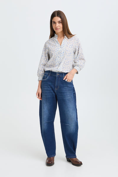 Pulz Jeans Anni HW Barrel Leg dark blue