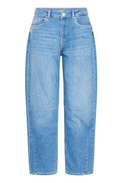 Pulz Jeans Anni HW Barrel Leg Jeans Broek medium blue denim