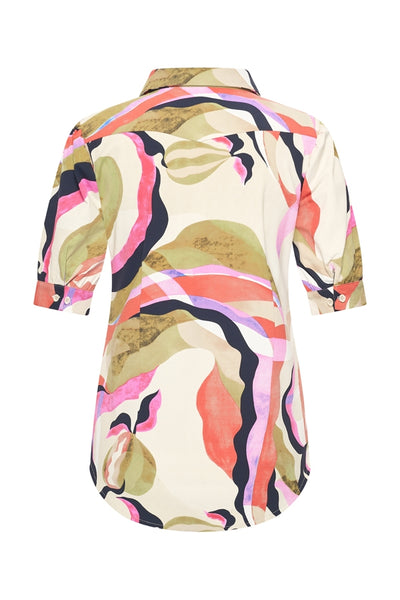 Mi Piace Travelstof Blouse Korte Mouw multicolour picasso print 202270