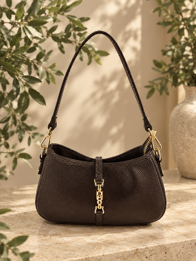 Lilly Schoudertas Leer T429 dark brown