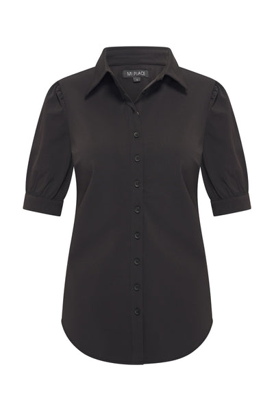 Mi Piace Travelstof Blouse Korte Mouw 202270 espresso