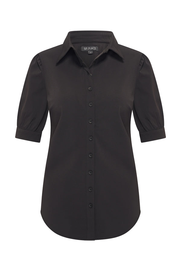 Mi Piace Travelstof Blouse Korte Mouw 202270 espresso