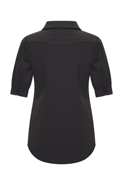 Mi Piace Travelstof Blouse Korte Mouw 202270 espresso