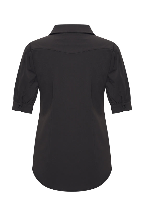 Mi Piace Travelstof Blouse Korte Mouw 202270 espresso