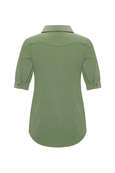 Mi Piace Travelstof Blouse Korte Mouw 202270 olive