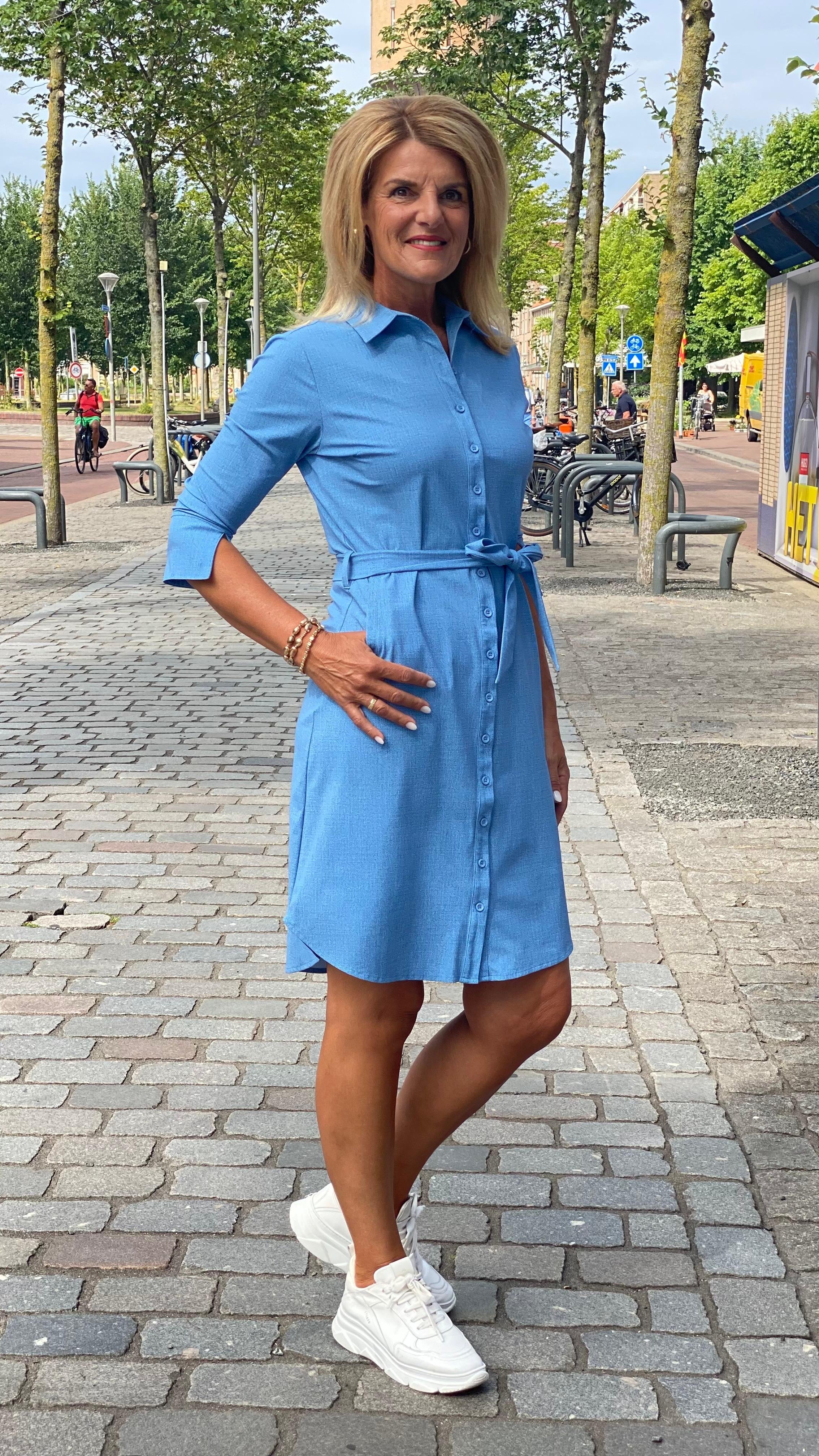 Mi Piace Travelstof Jurk bleached denim 202092