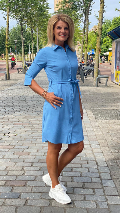 Mi Piace Travelstof Jurk bleached denim 202092
